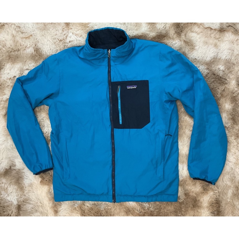 Patagonia Reversible Full Zip Jacket Blue Navy Mens Large Insulated Puffer